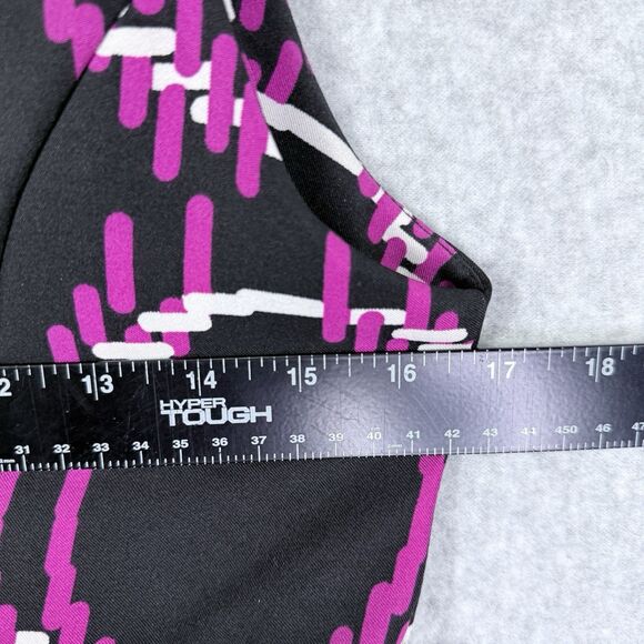 Cato Dress Womens Sz 8 Black Pink White Pockets Sleeveless Abstract Print Belt - Picture 11 of 16
